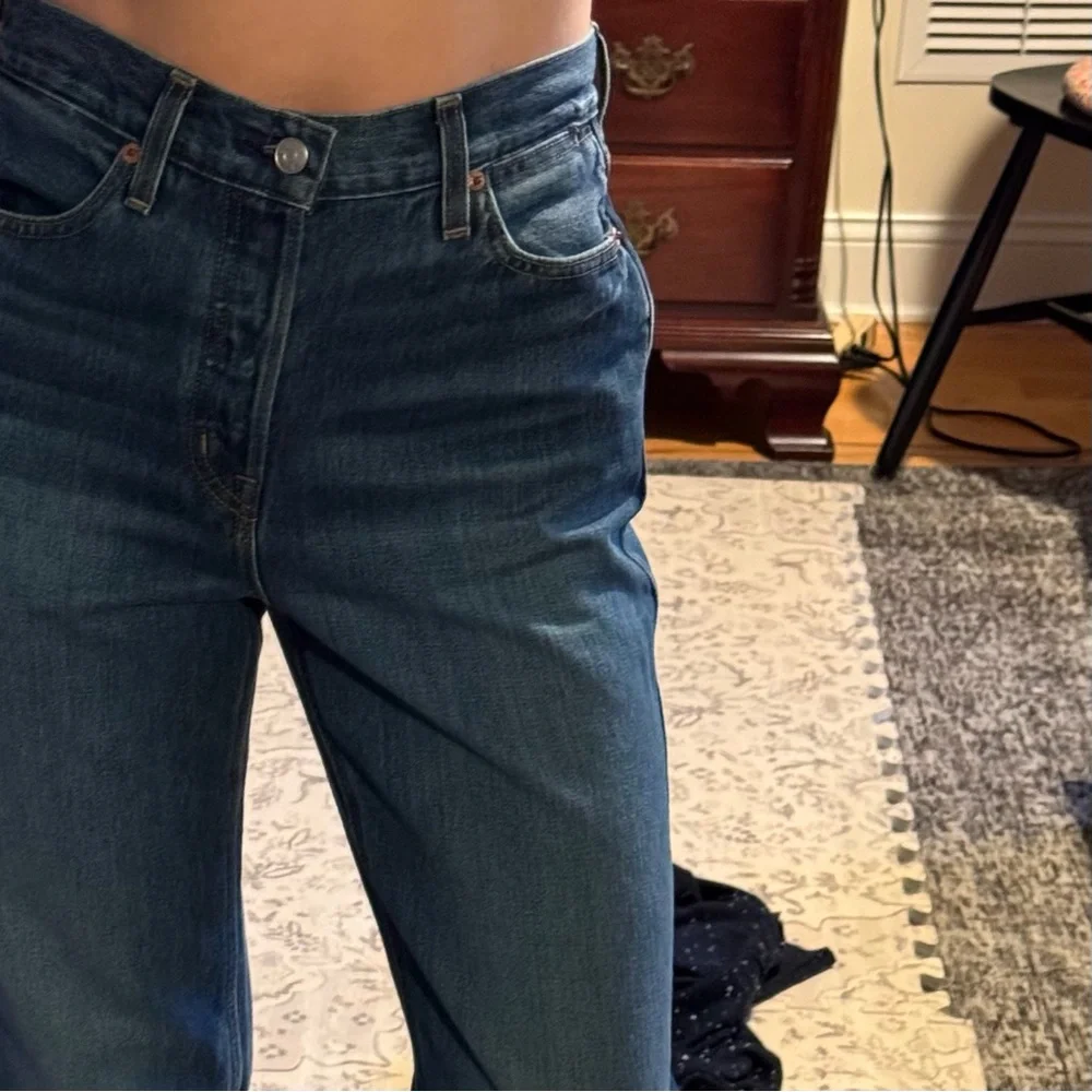 Alex Mill Carla High Rise Straight Denim Jeans - Vintage Dark Indigo - Picture 5 of 8